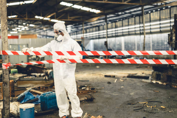 Professional Sewage Cleanup technician working in Hope, NJ